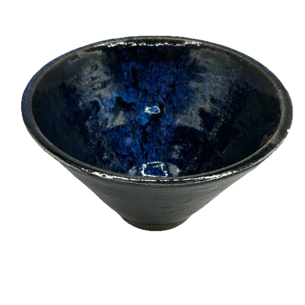 Handmade Studio Pottery Cobalt Blue Stoneware Bowl Wheel Thrown Artisan Pottery
